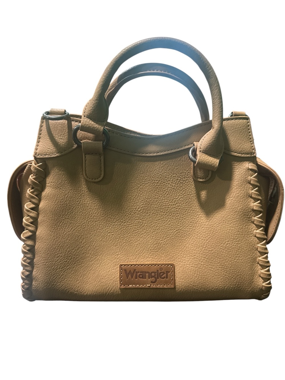 Wrangler Tan Faux Leather Satchel Western Top Handle Crossbody Purse Braided